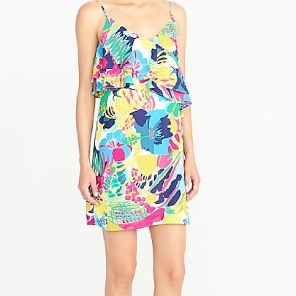 J. Crew Factory Dresses & Skirts - J. Crew Factory Printed ruffle-front cami dress 8